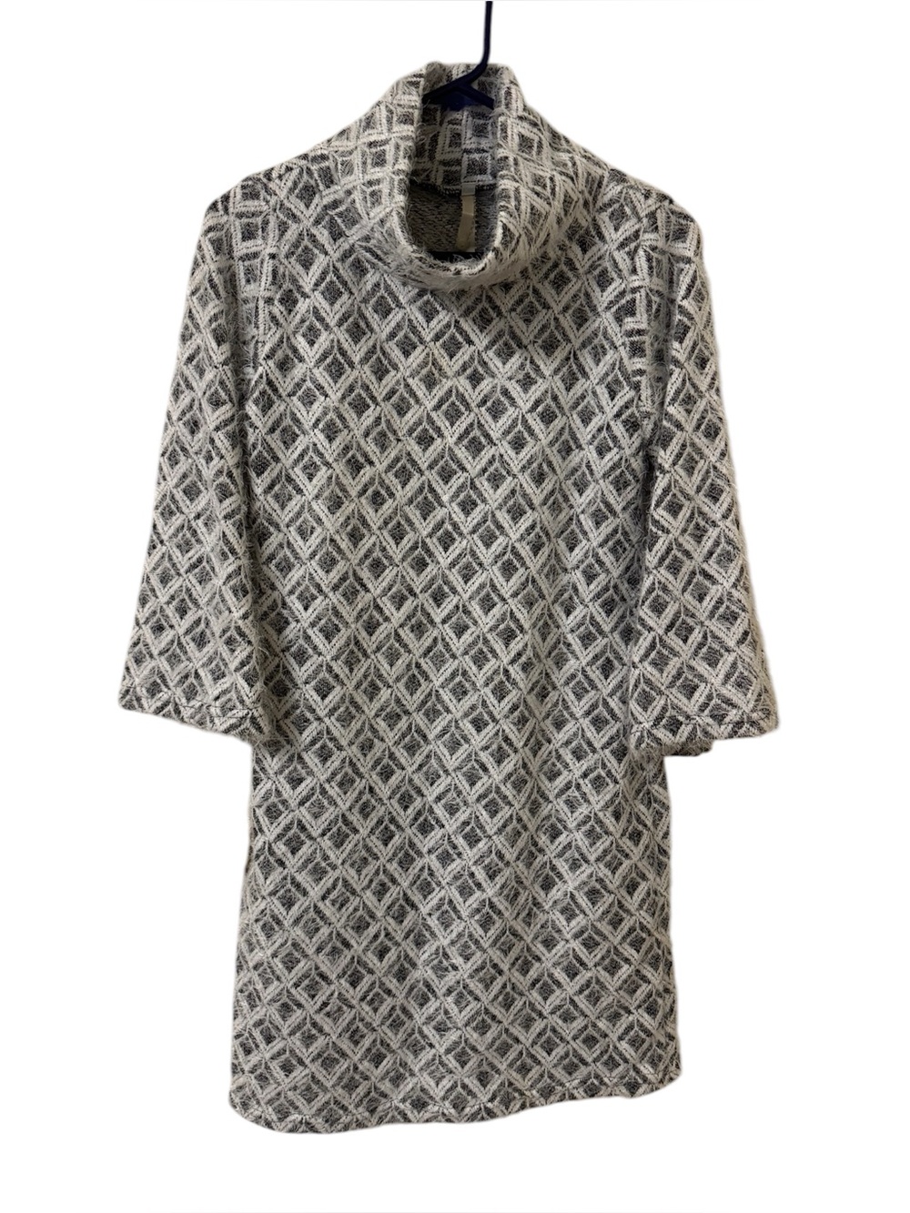 Uncle Frank by Ivy Jane Geometric Knit Cowl Neck Shift Dress 3/4 Sleeve Size XS